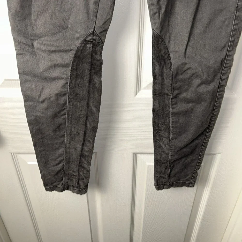 Anthropologie Pilcro Gray Zipper Velvet Moto Straight Leg Ankle Jeans Size 4